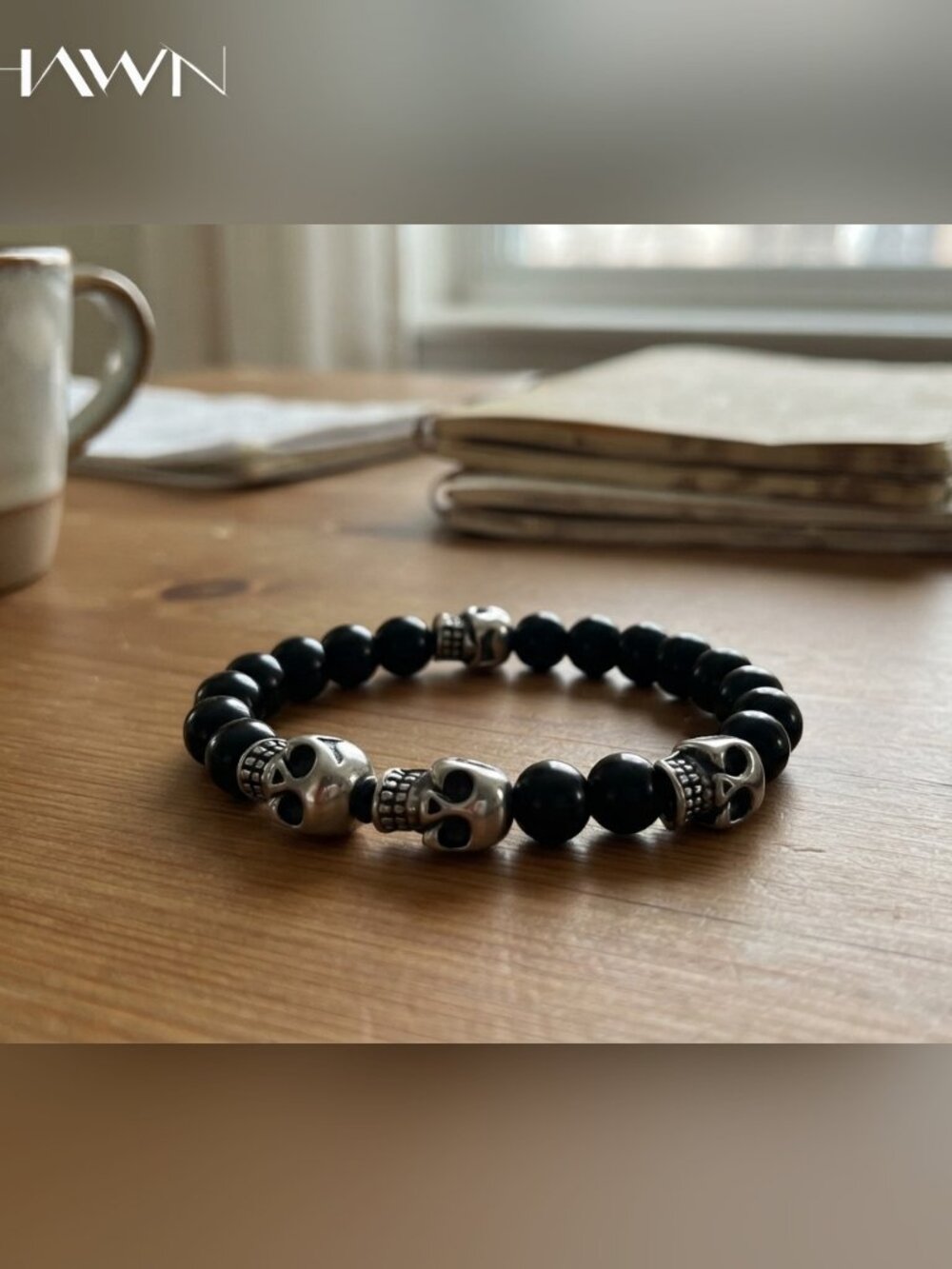 Mens Skull Bead Bracelet